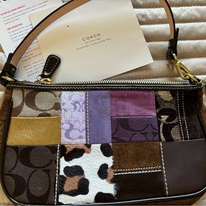 Authentic coach patchwork pouchette bag like new - shoulder strap/dust bag